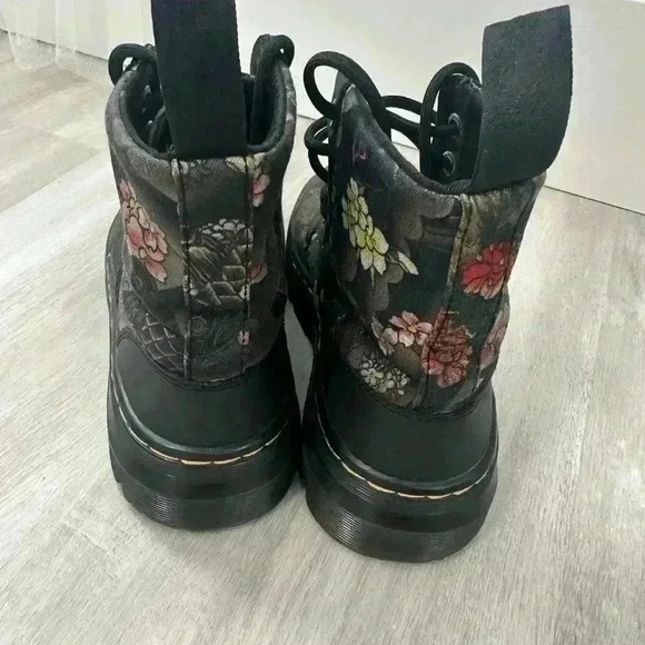 Dr Martens Boots Floral Print Black Lace Up Combat Chunky Platform SZ 5 - Picture 6 of 11